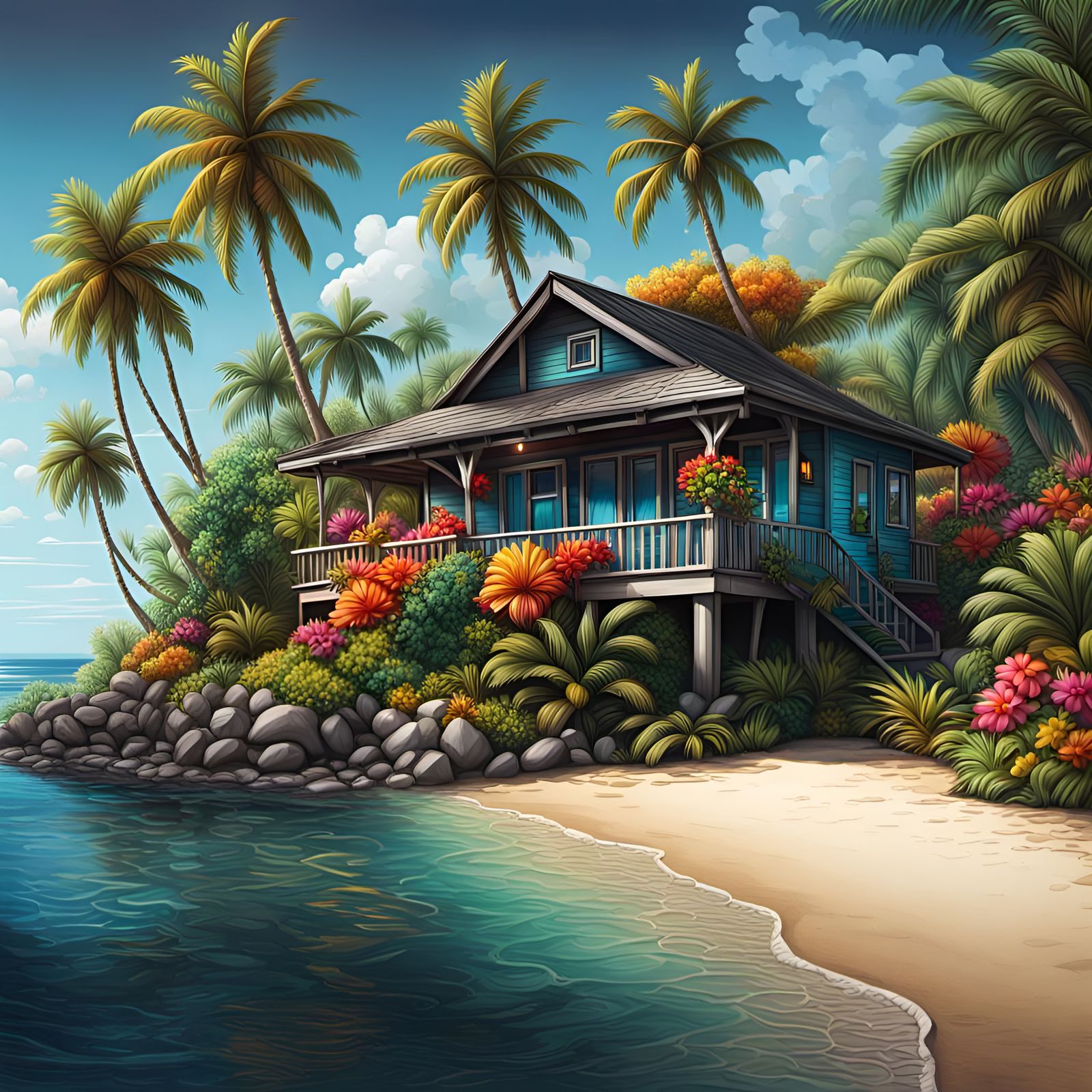 Island, Beautiful Tropical island beach getaway cottage, oce...