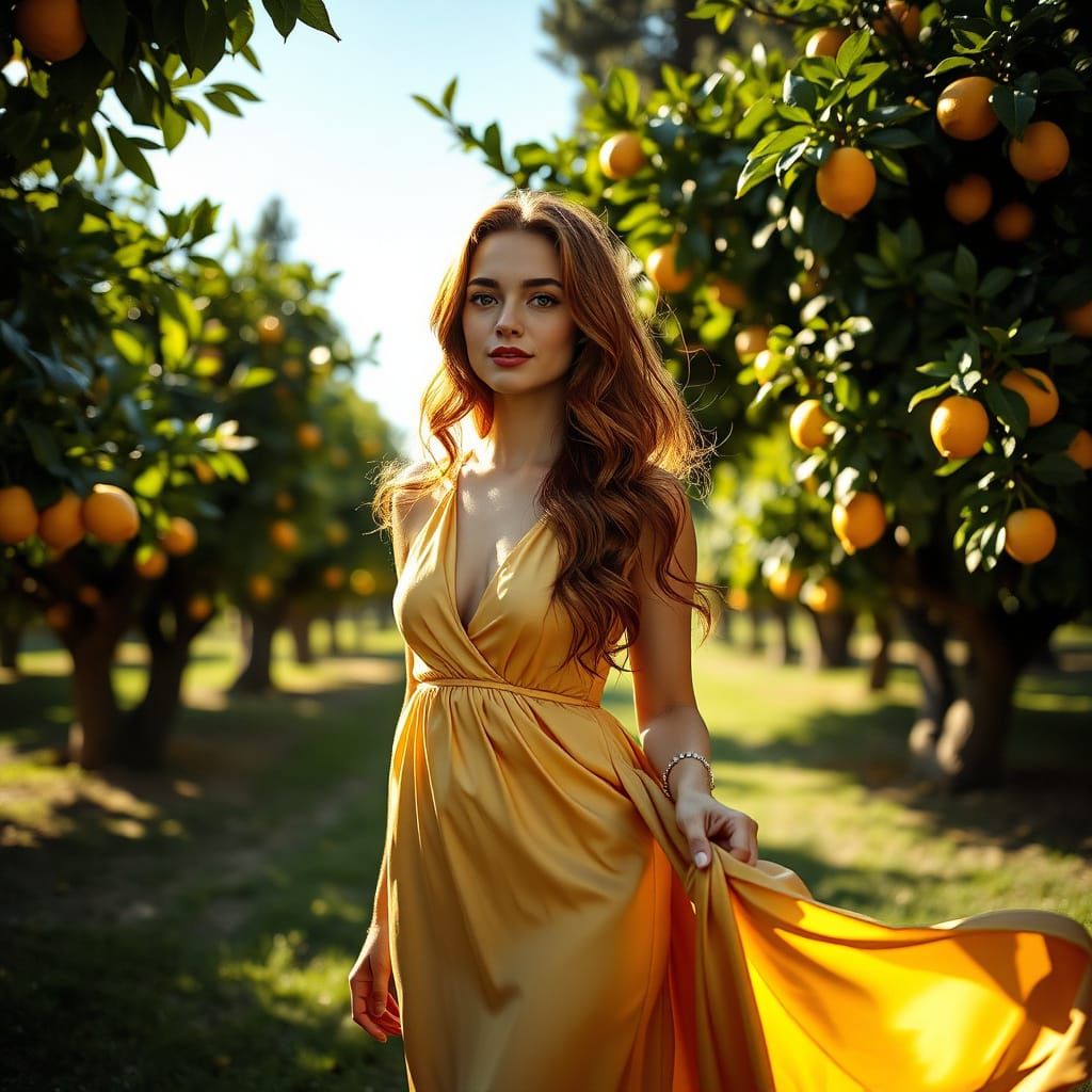 Elegant Woman in Sicilian Grove, Fine Art Photography