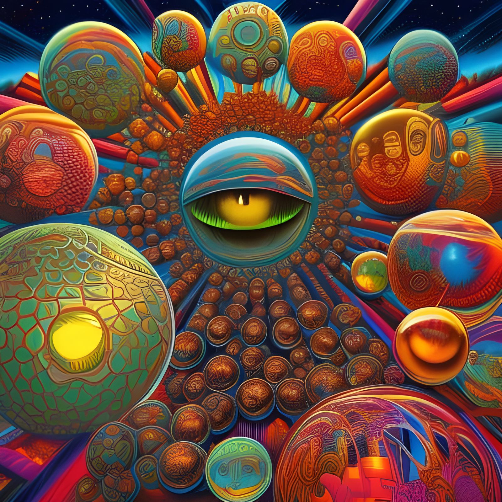 Psychedelic Orbs in Comic Book Style