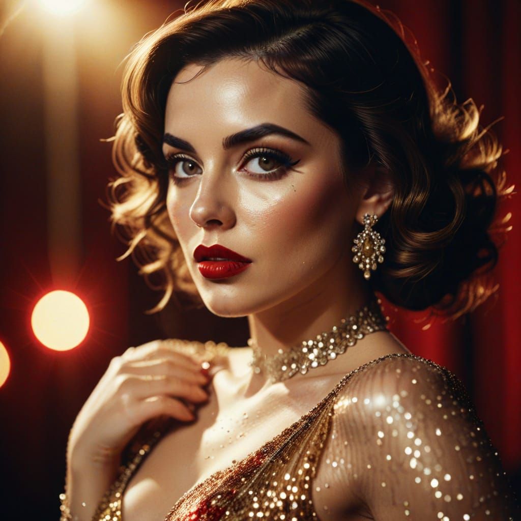 Ana de Armas Burlesque Dancer in Vintage Glamour Style