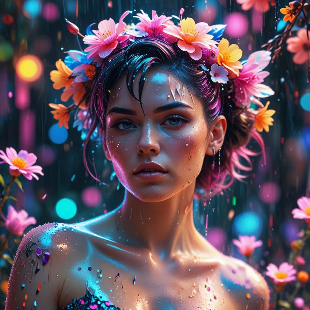 Glamour Glitch: Androgynous Model in Cyberpunk Spring