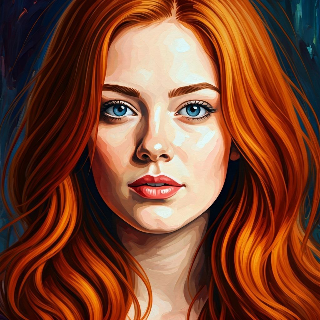 Redhead Woman Portrait in Neo-Impressionist Style
