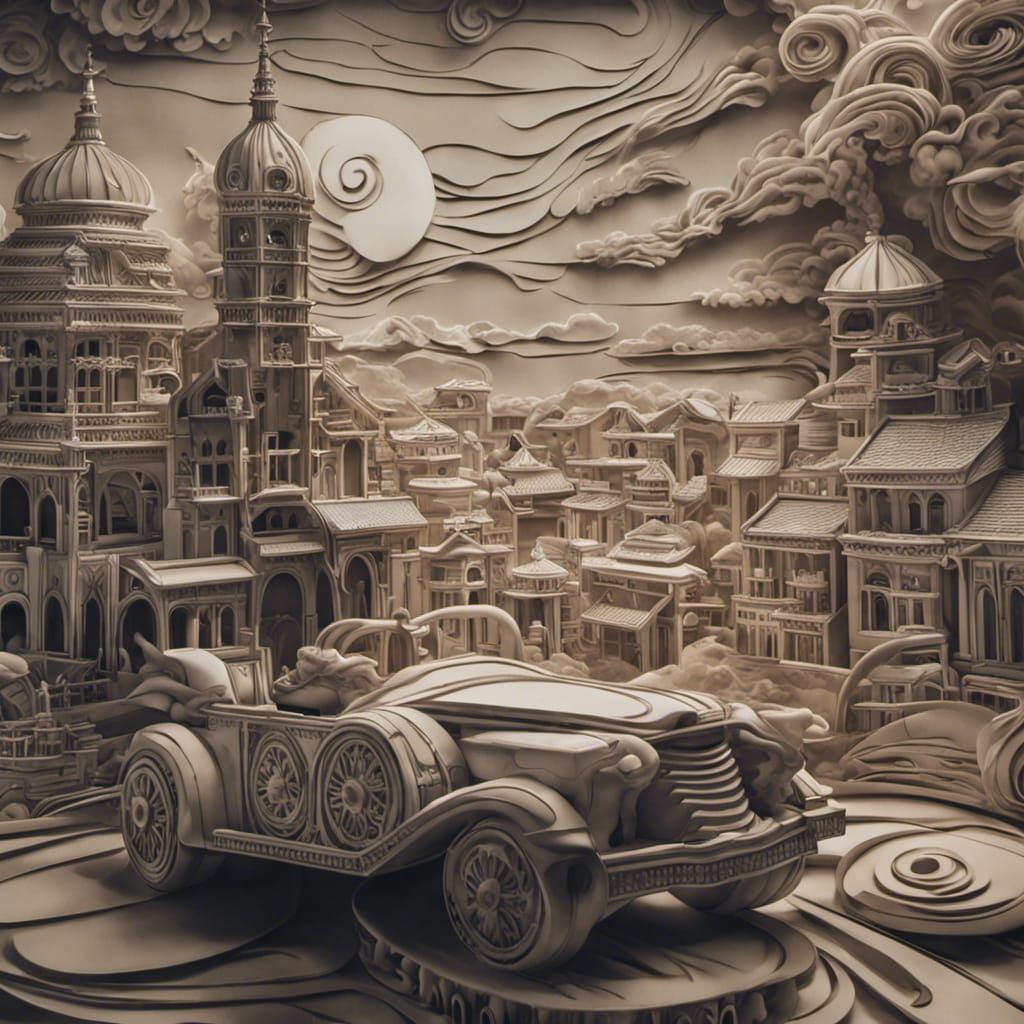 Camelot in the Clouds: Paper Quilling Ukiyo-e Painting