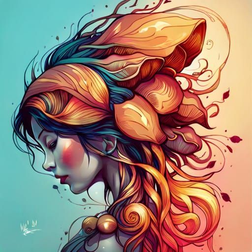 Bioluminescent Mushroom Queen Digital Painting