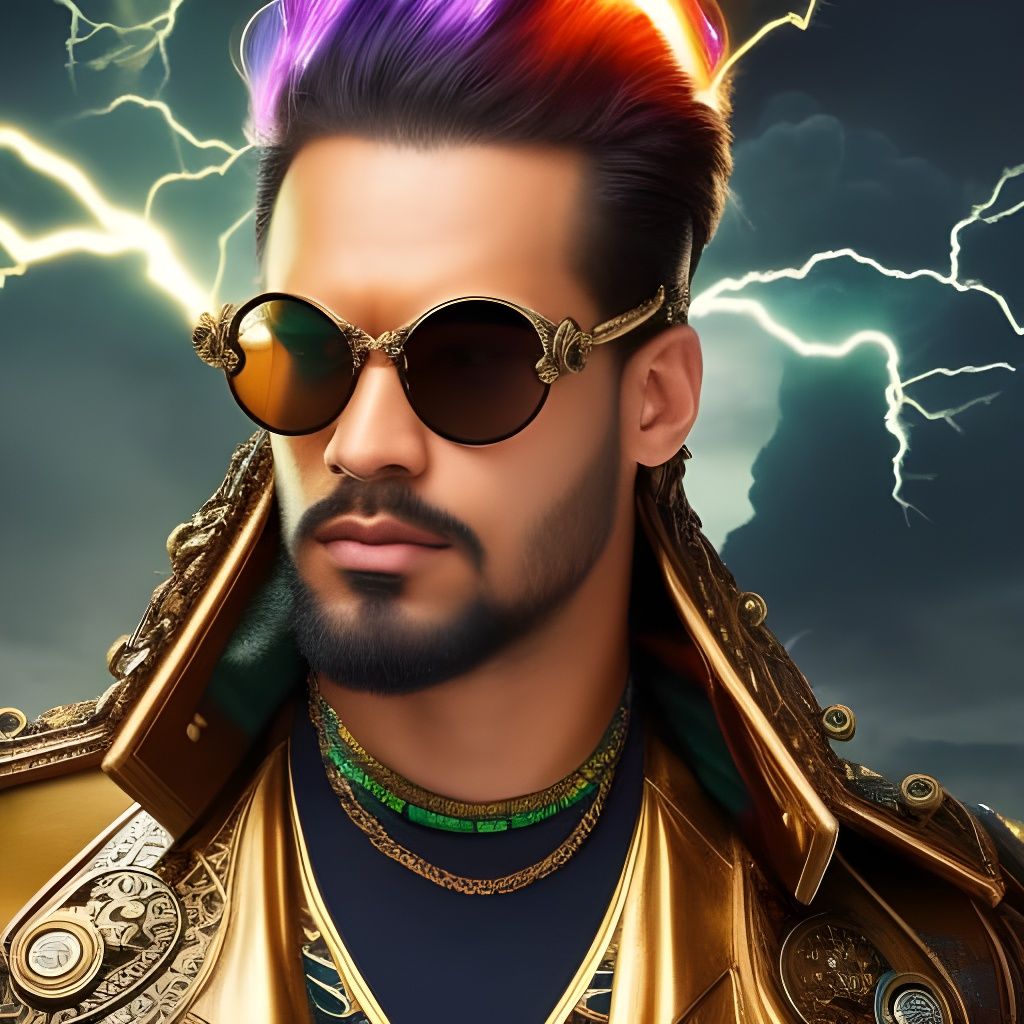 Steampunk Lightning God with Intense Gaze