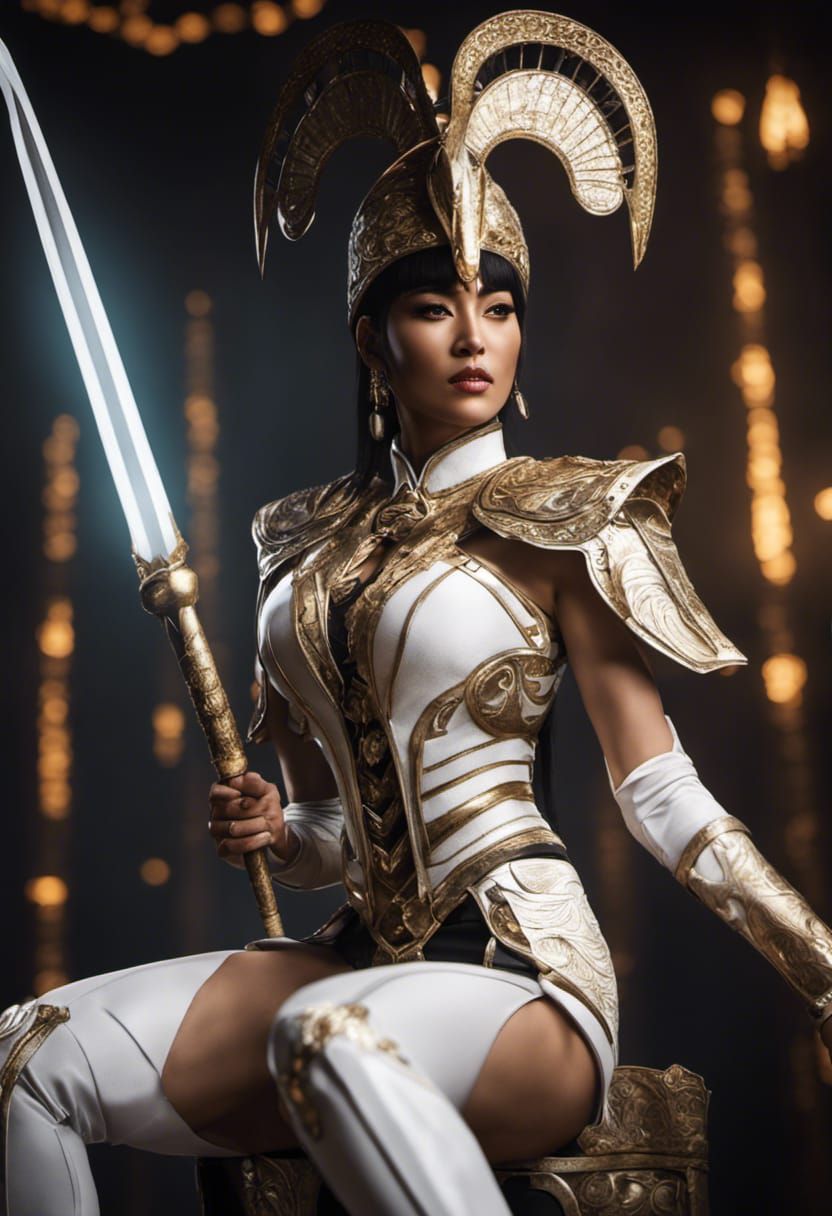 Ashrah, Warrior Priestess with Glowing Kris Sword