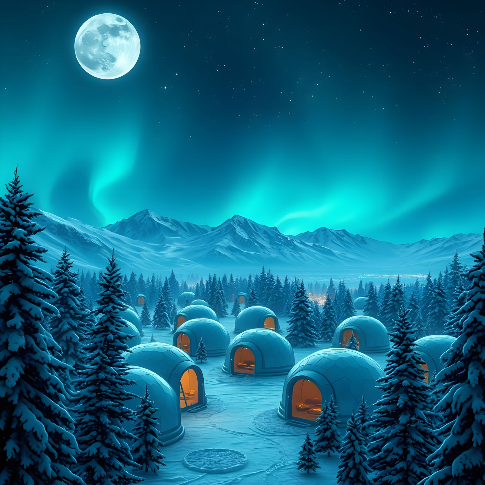 Sleek Futuristic Glass Igloos Amidst Snowy Pine Trees