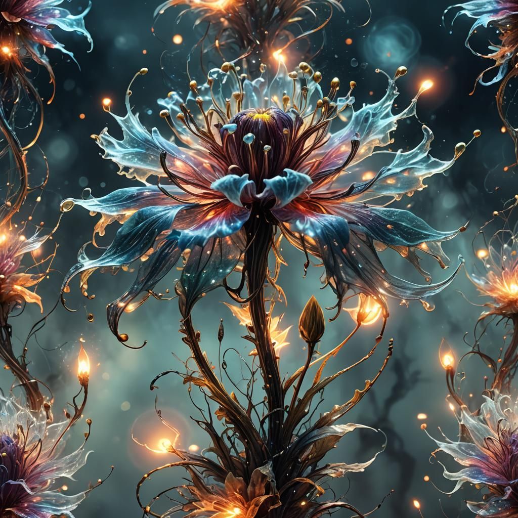 Surreal Glowing Flower of Ghostly Flames