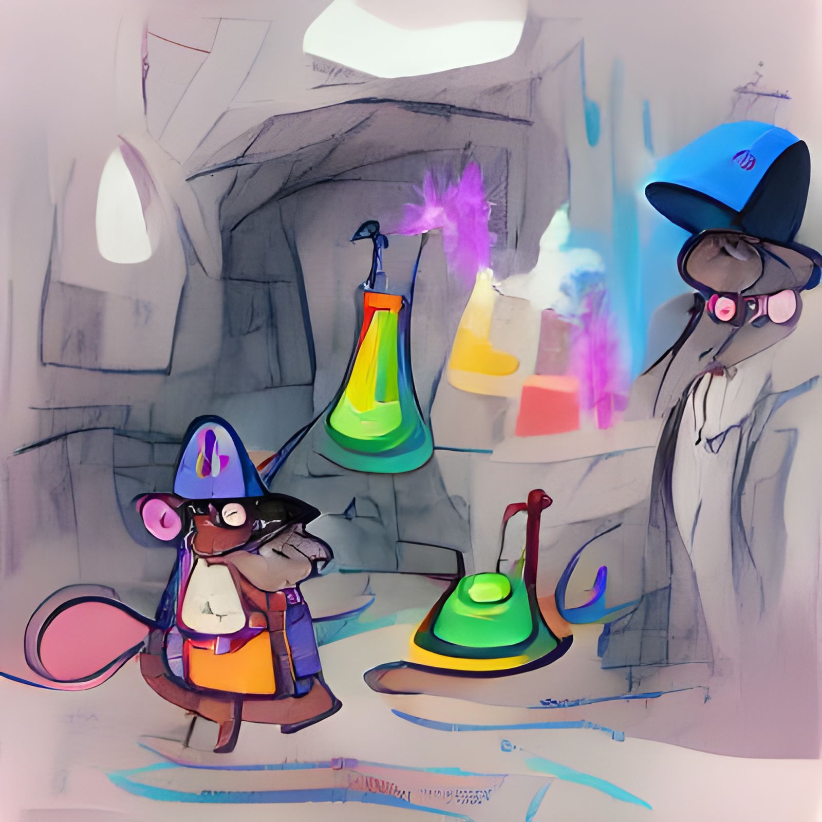 Mouse Wizard Discovers New Potion in Laboratory