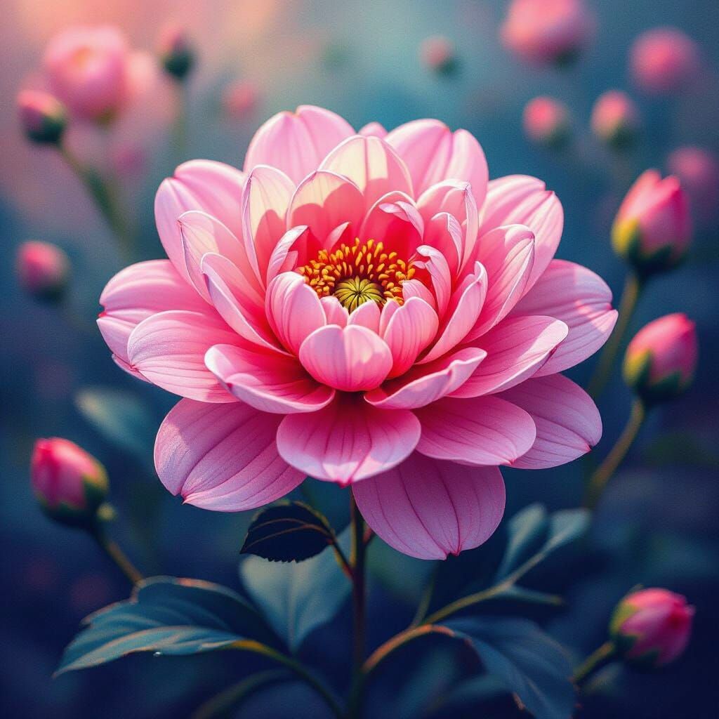 Vibrant Pink Candy Blossom in Pastel Hues