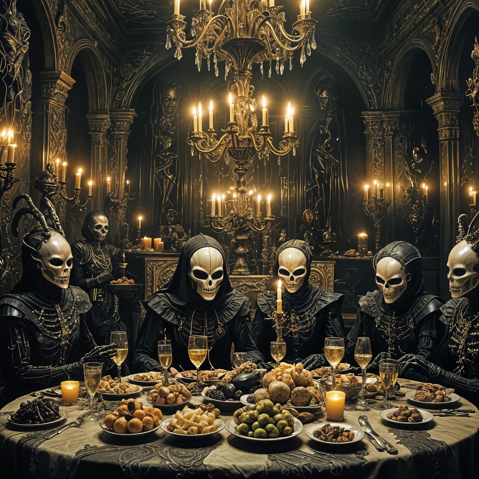 Dystopian Dinner Party Scene