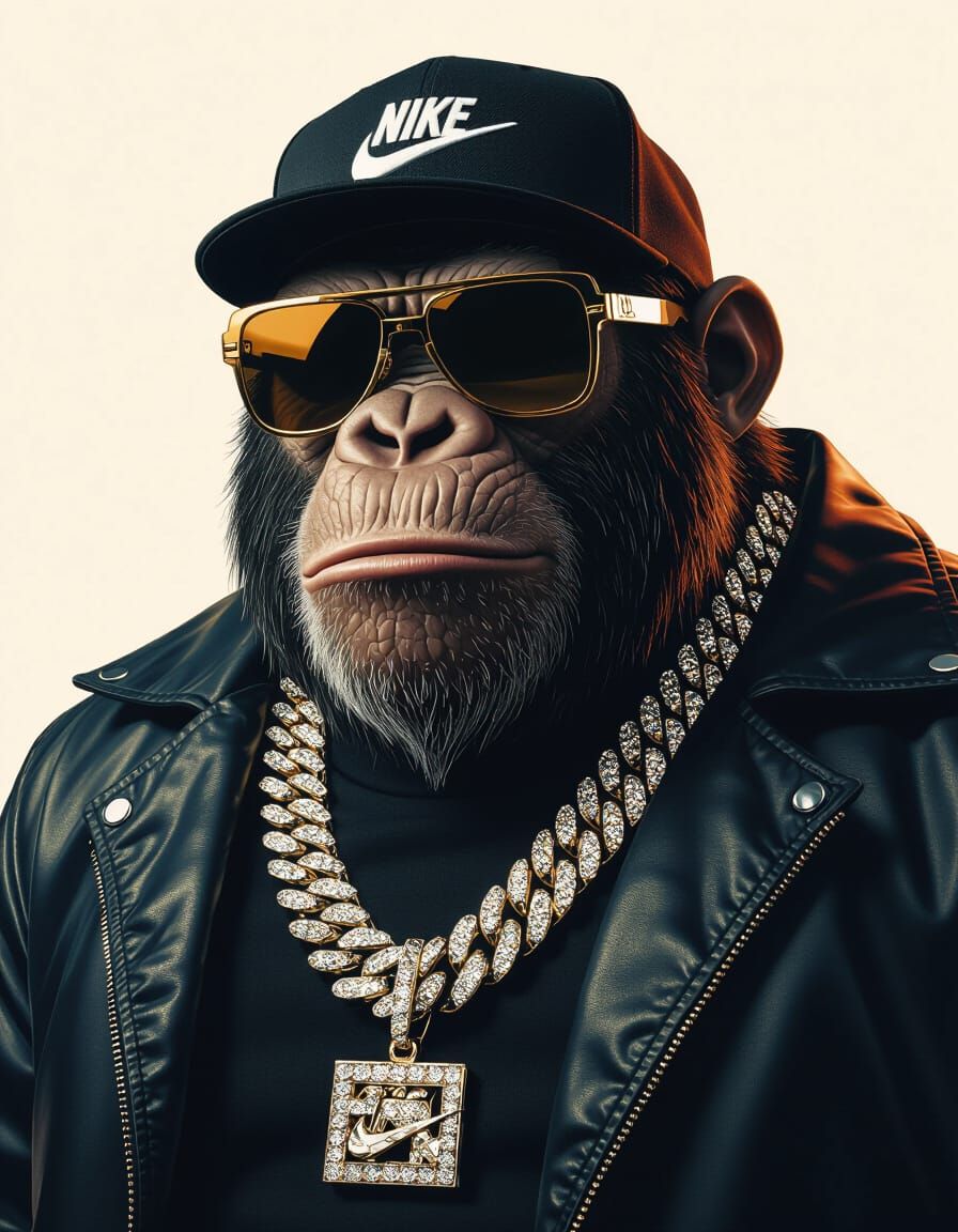 Hyperrealistic Ape Character in Designer Fashion