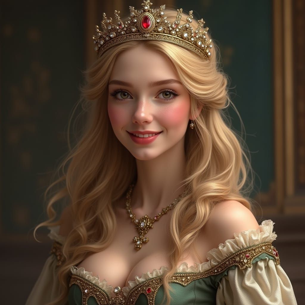 Regal Renaissance Princess in Exquisite Matte Painting Style