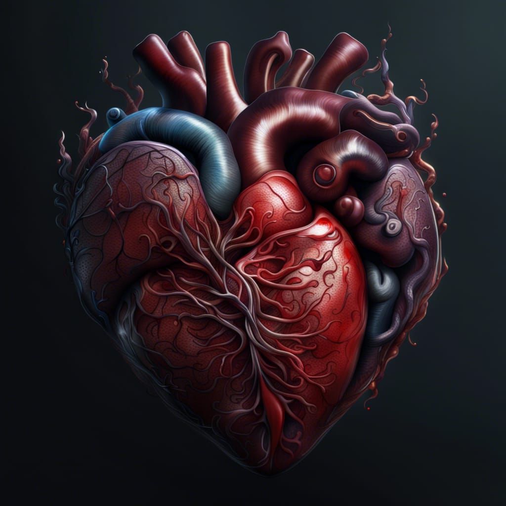 Hyperrealistic Tattoo Design of an Anatomical Heart