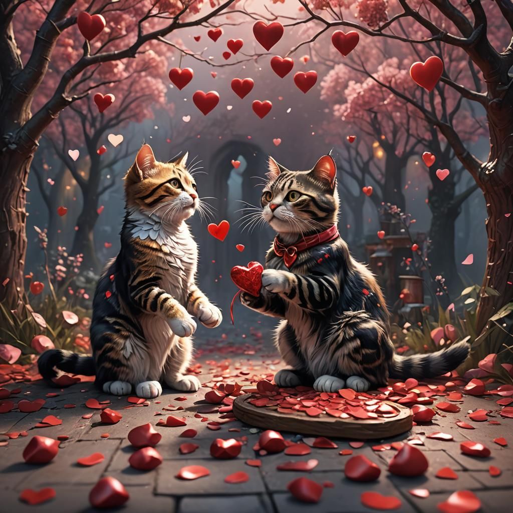 Cats Exchange Valentine's Gift: Fantasy Concept Art