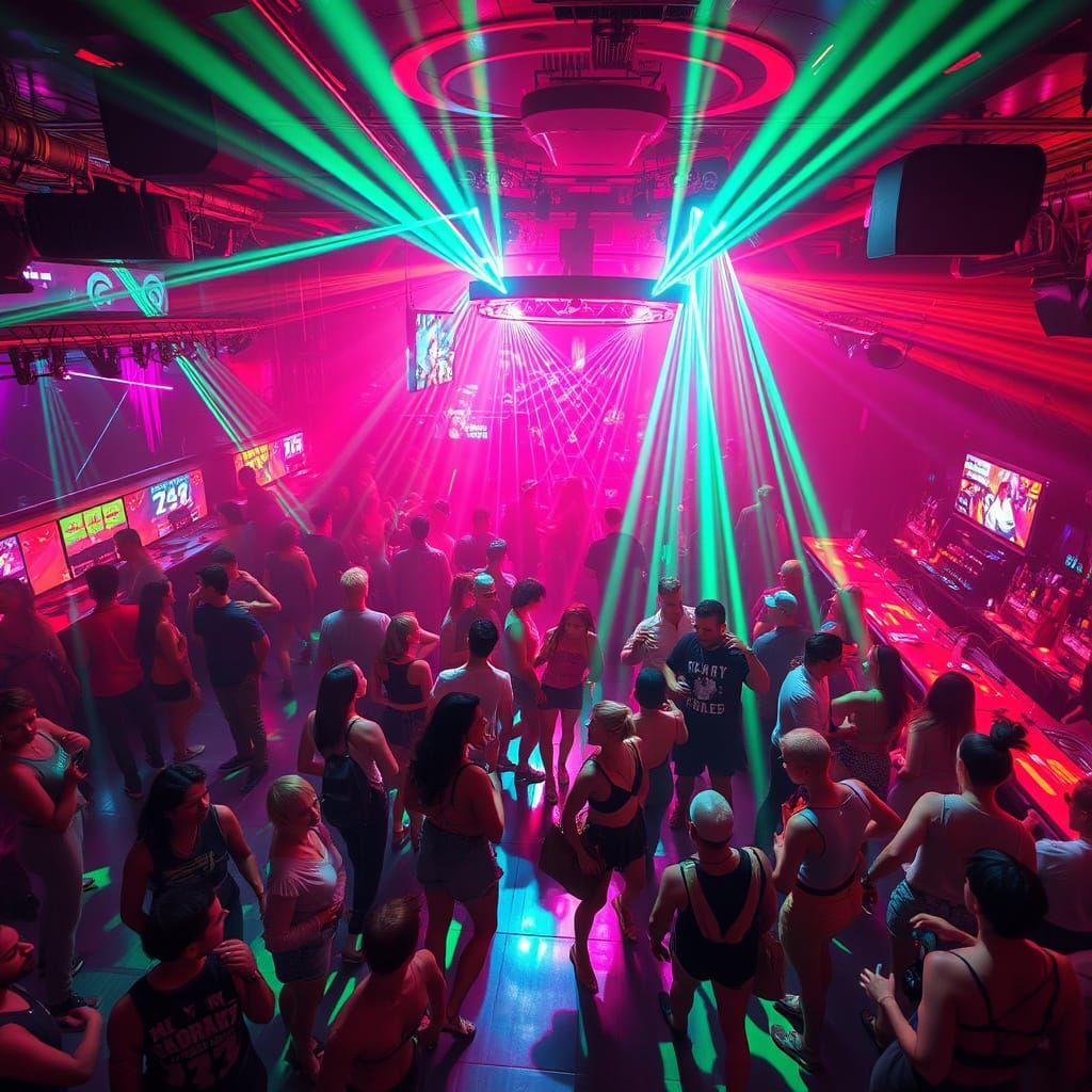 Futuristic Dance Club in Cyberpunk Style