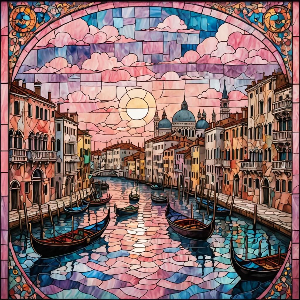 Venice Stained Glass Painting in Klimt Style