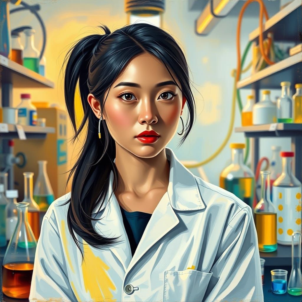 Asian Female Scientist Leads Breakthrough Research in Lab