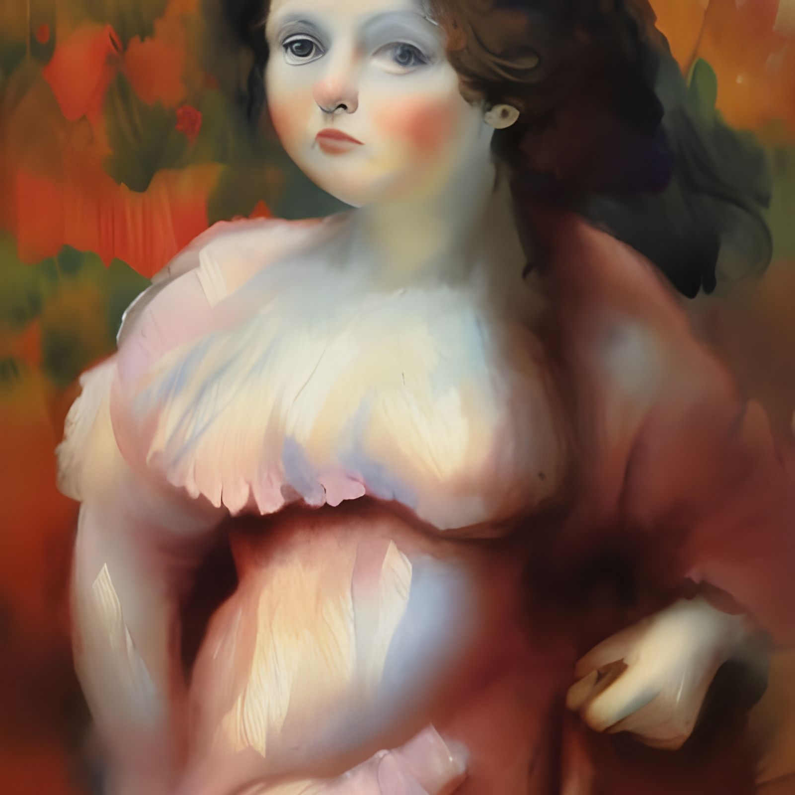 Impressionist Gouache Painting on Canvas