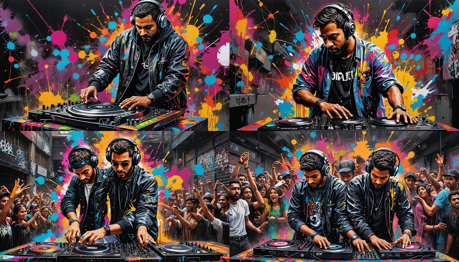 DJ on Stage: Graffiti-Style Splash Art
