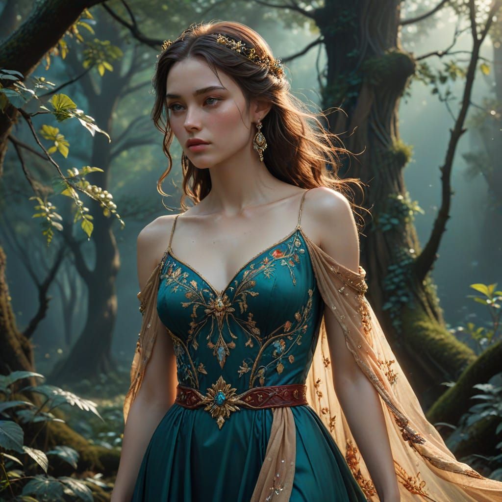 Ethereal Fairy Tale Princess in Iridescent Gown