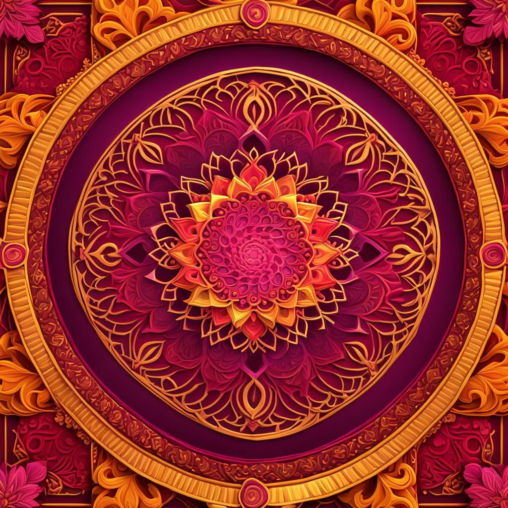Detailed 3D Mandala with Warm Color Palette