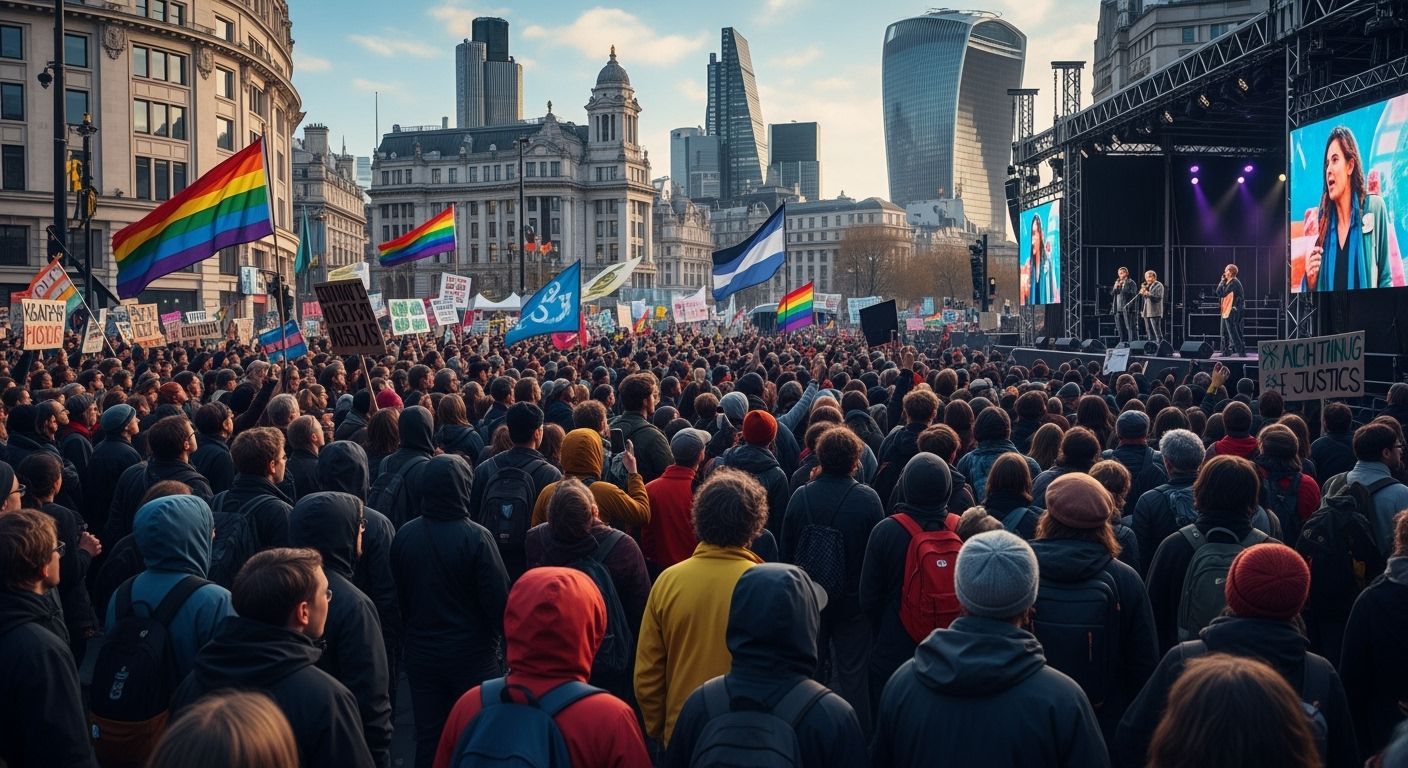 Protesters Rally for Change in London Square