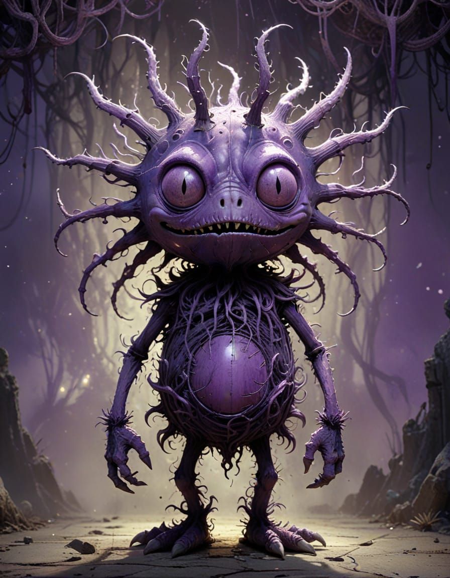 Mysterious, Otherworldly Creature in a Vibrant Cyberpunk Aes...