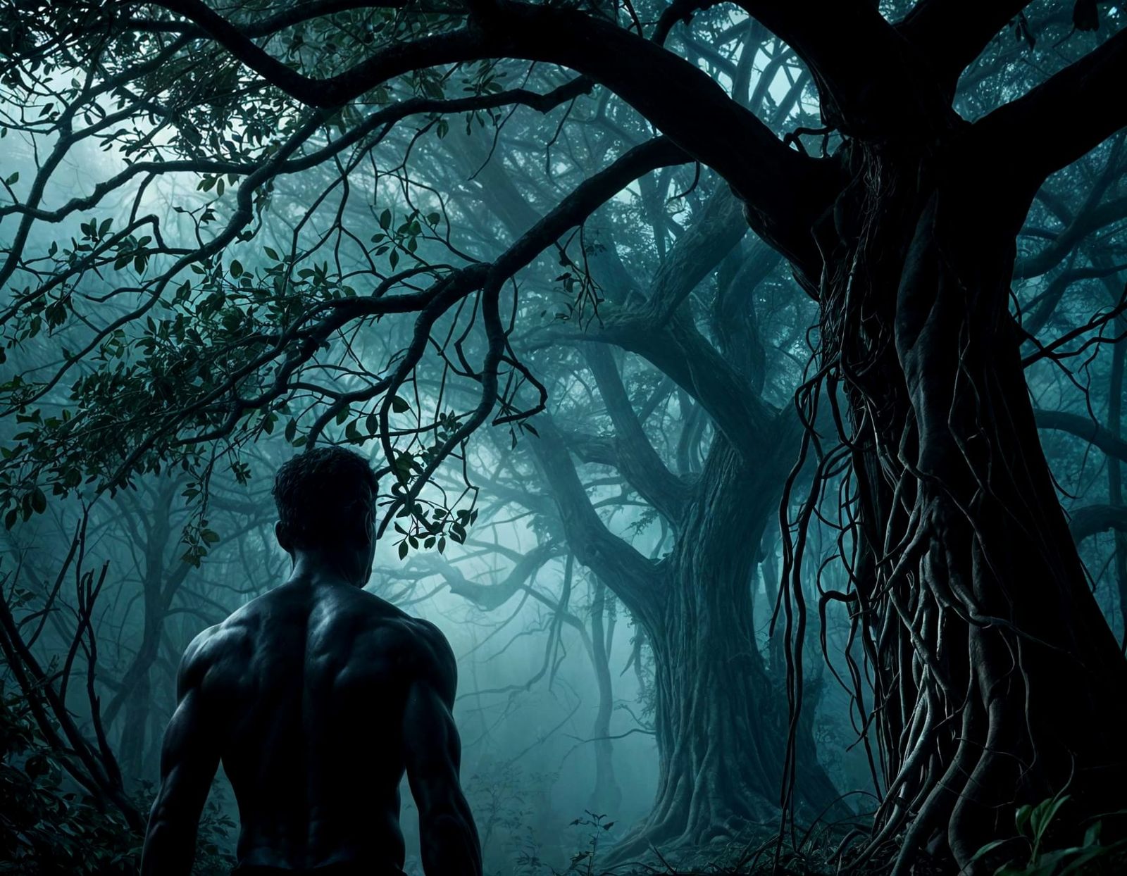 Mysterious Figure Emerges from the Shadows in a Dark, Twiste...