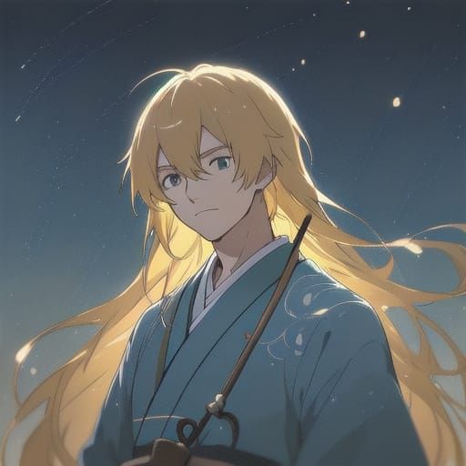 Cheerful Anime Man in Traditional Japanese Attire