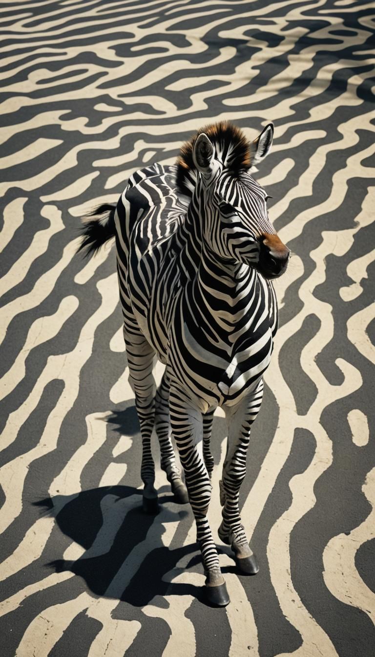 Zebra Optical Illusion in Trompe l'Oeil Style
