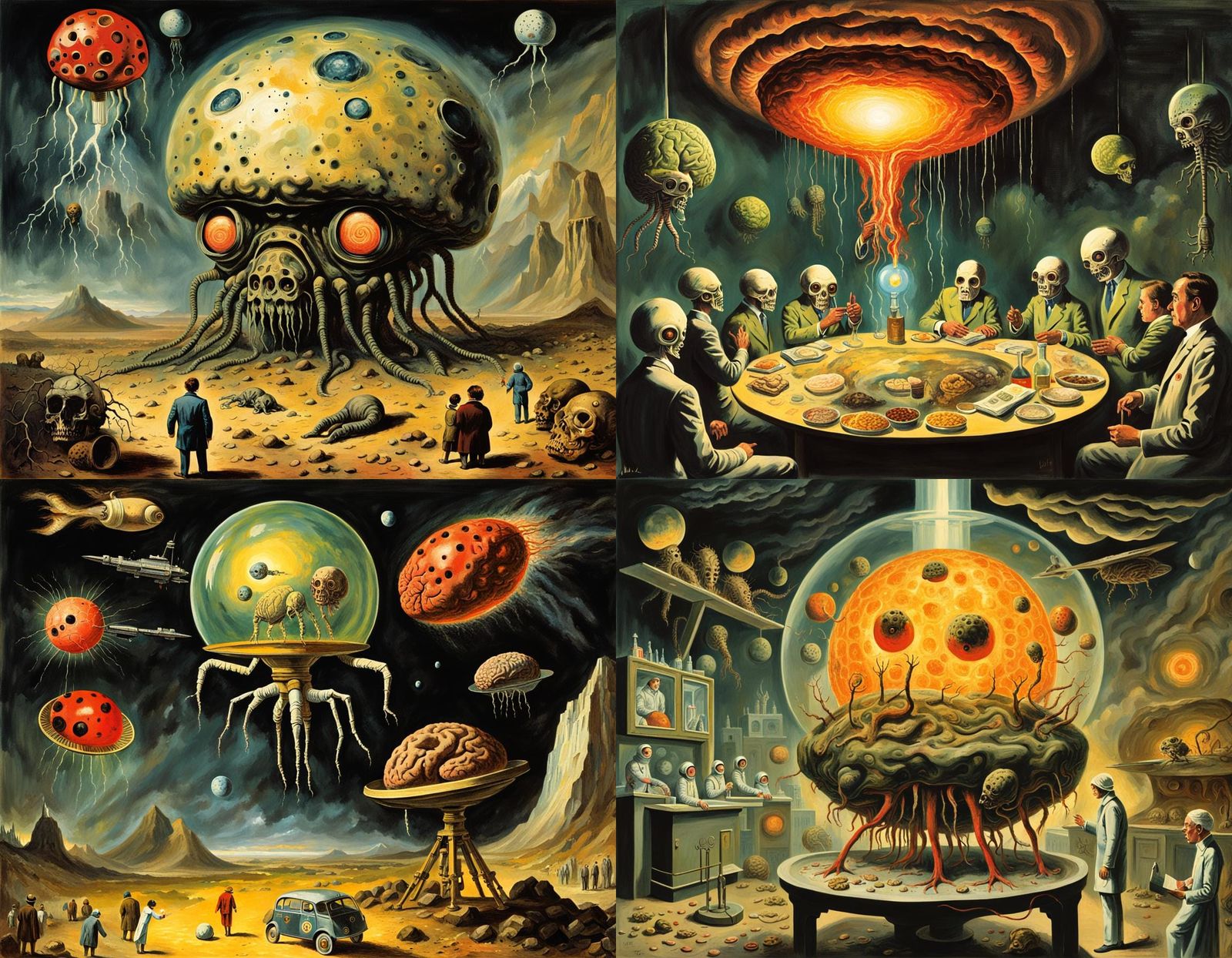 Bizarre Space Laboratory Scene in Ladybird Style