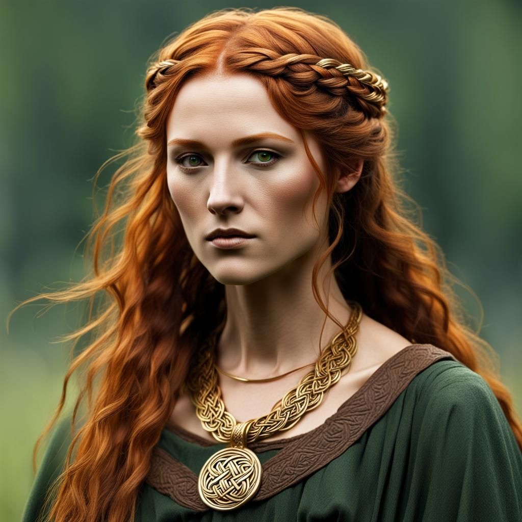 Celtic-Saxon Woman with Copper Hair Portrait