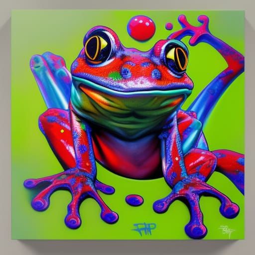 Colorful Graffiti Frog Street Art