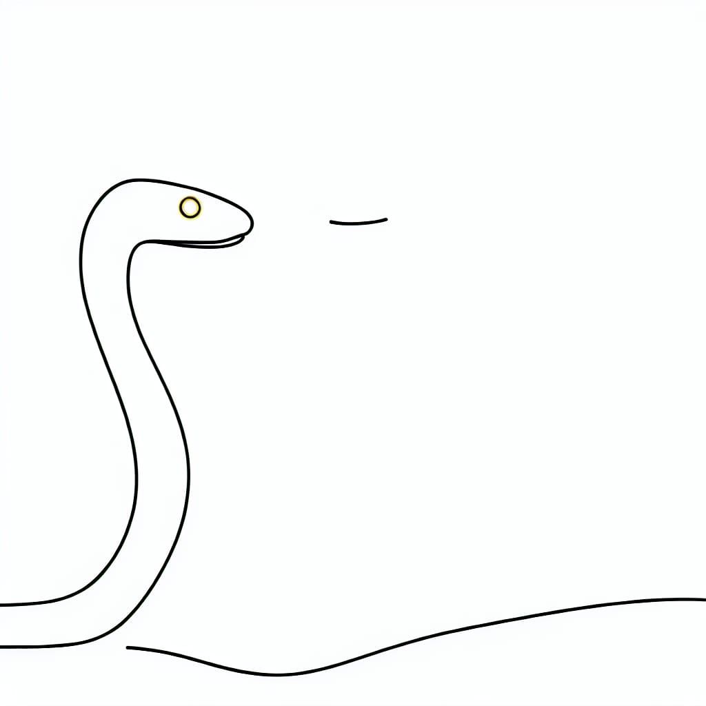 Minimalist Cobra Line Drawing with Glowing Eyes