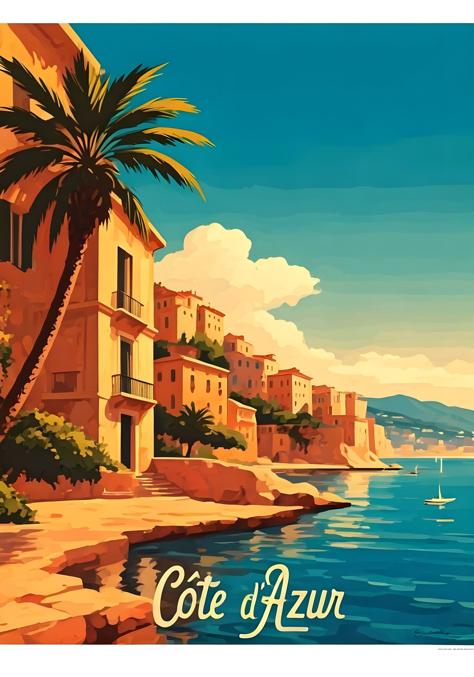 Côte d'Azur Vintage Travel Poster