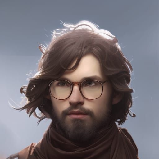 Man in Cloak: Hyperdetailed Portrait in Art Nouveau Style