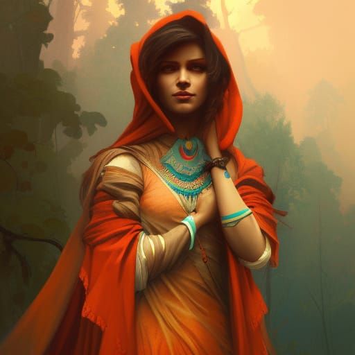 Indian Red Riding Hood, Hyperdetailed Concept Art
