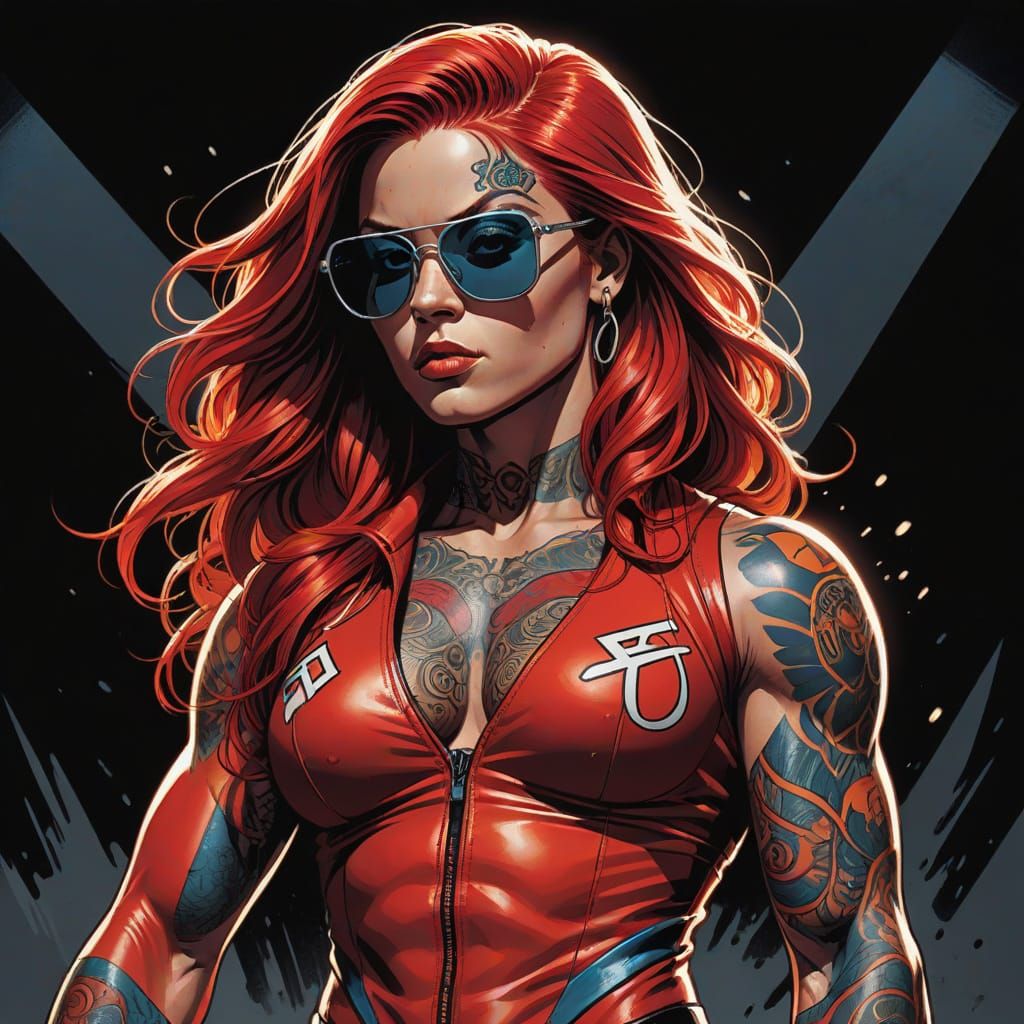 Vibrant Comic Book Art of a Strong Female Warrior