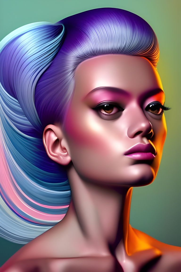 Vibrant Grey Pompadour Portrait in Maximalist Style