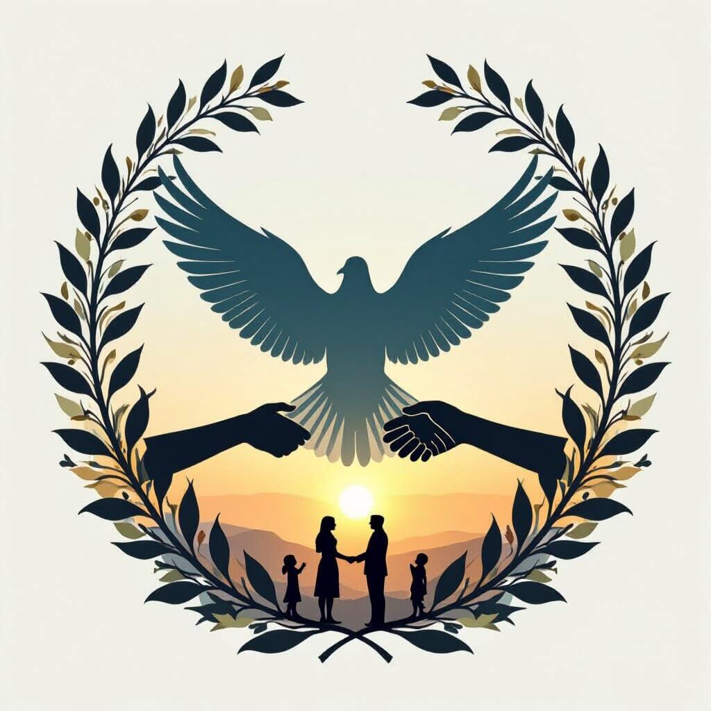 Dove Silhouette with Peace Imagery, Minimalist Photography