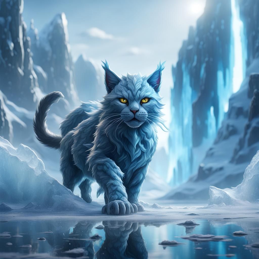 Fantastical Ice Cat Concept Art
