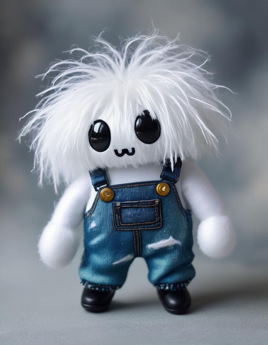 Funky Fluffy Ghost with Overalls
