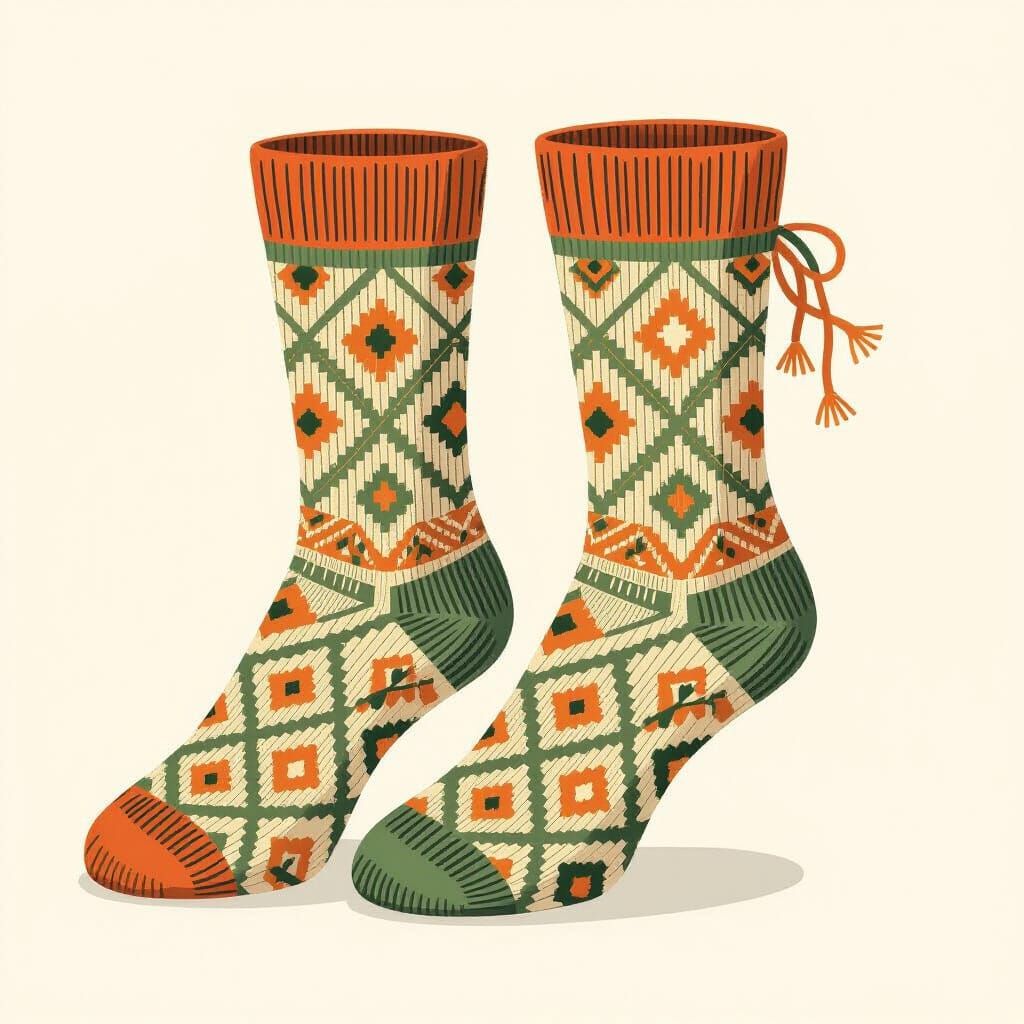 Intricate Cable Knit Socks in Geometric Style
