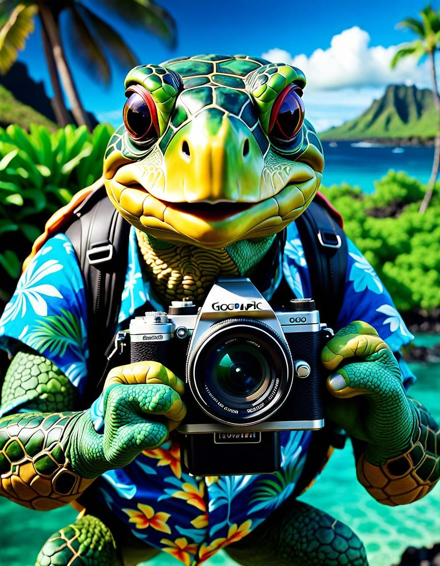 Turtle Tourist on Hawaiian Vacation in HD