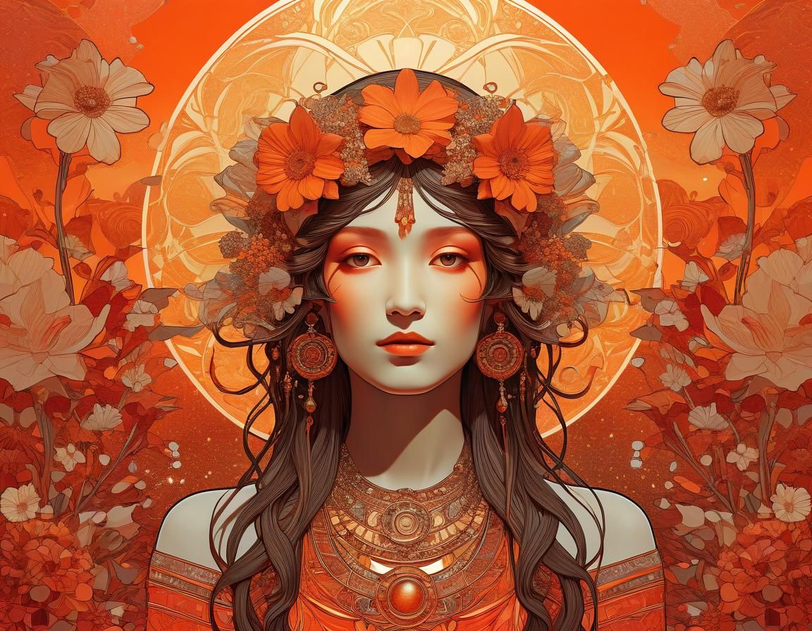 Ethereal Egyptian Figure in Art Nouveau Style