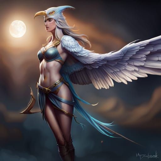 Photorealistic Harpy Portrait in Fantasy Style