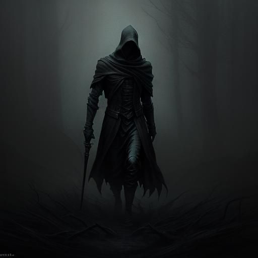 Ethereal Dark Fantasy Figure in Misty Ambiance