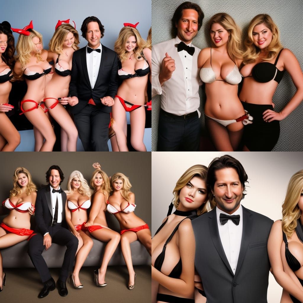 Henry Ian Cusick with Playboy Bunnies, Professional Photo