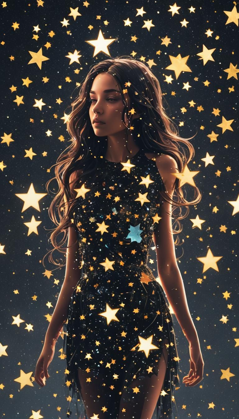 Twinkle twinkle Little Star ⭐ ✨ 3D double Exposure Collage Chaotic surreal Hyperrealistic high quality, 8K Ultra HD, (((...